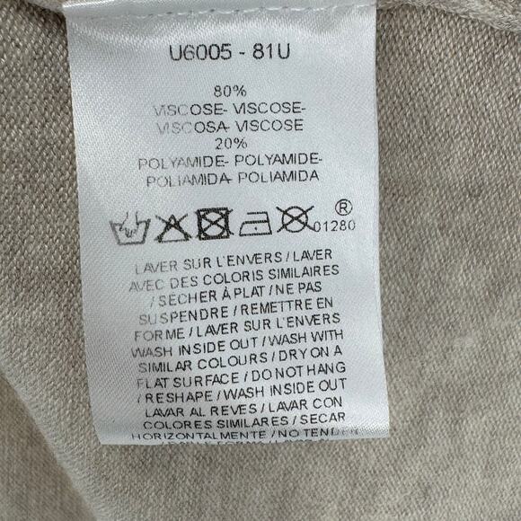 Caroll Paris cardigan sweater 36 open front long line rib knit lagenlook tan - Picture 6 of 8